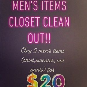 Any two men’s items from my closet $20